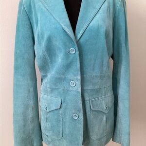 Women's Light Blue Suede Jacket